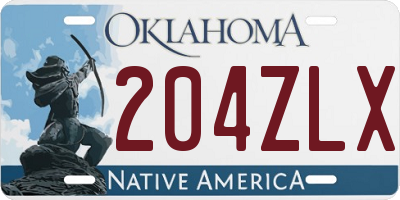 OK license plate 204ZLX