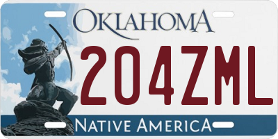 OK license plate 204ZML