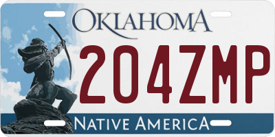 OK license plate 204ZMP