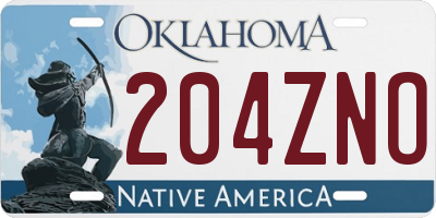 OK license plate 204ZNO