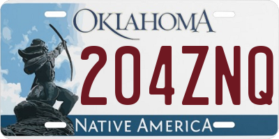 OK license plate 204ZNQ