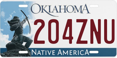 OK license plate 204ZNU