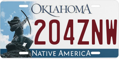 OK license plate 204ZNW