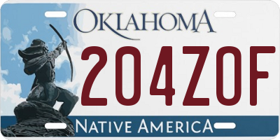 OK license plate 204ZOF