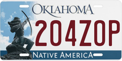 OK license plate 204ZOP