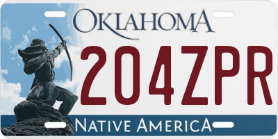 OK license plate 204ZPR