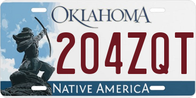 OK license plate 204ZQT