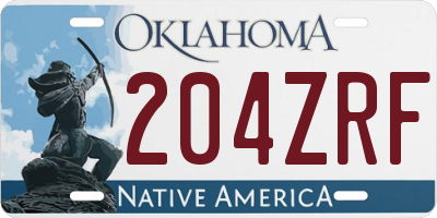 OK license plate 204ZRF
