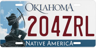 OK license plate 204ZRL