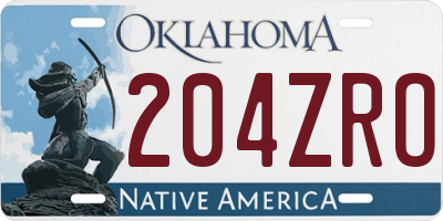 OK license plate 204ZRO