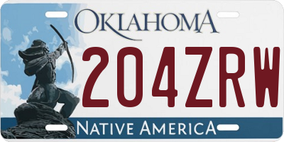 OK license plate 204ZRW