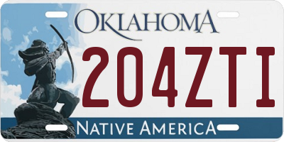 OK license plate 204ZTI