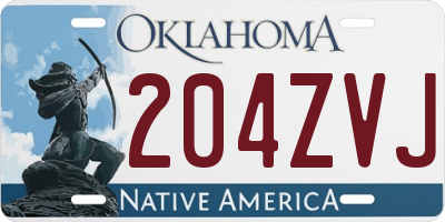 OK license plate 204ZVJ