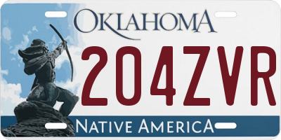 OK license plate 204ZVR