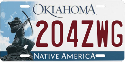 OK license plate 204ZWG