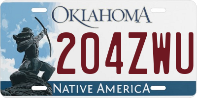 OK license plate 204ZWU