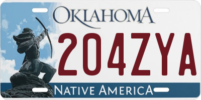 OK license plate 204ZYA