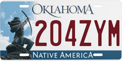 OK license plate 204ZYM