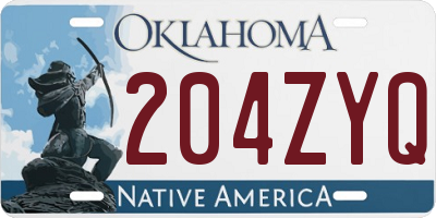 OK license plate 204ZYQ