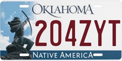 OK license plate 204ZYT