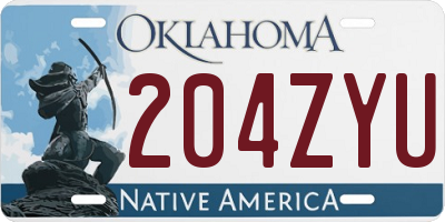 OK license plate 204ZYU