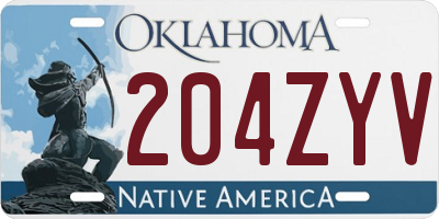 OK license plate 204ZYV