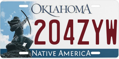 OK license plate 204ZYW