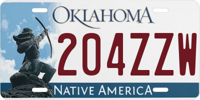 OK license plate 204ZZW