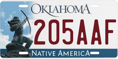 OK license plate 205AAF