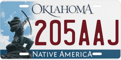 OK license plate 205AAJ