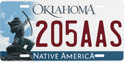 OK license plate 205AAS