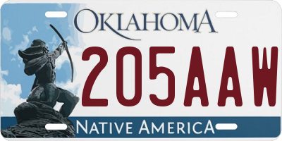 OK license plate 205AAW