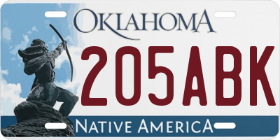 OK license plate 205ABK