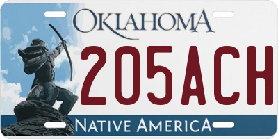 OK license plate 205ACH