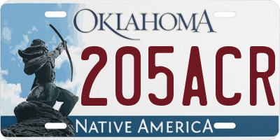 OK license plate 205ACR
