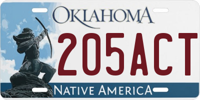 OK license plate 205ACT