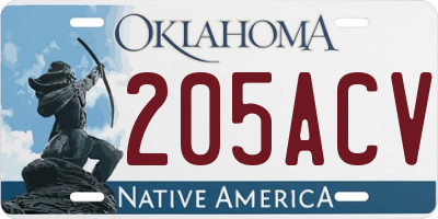 OK license plate 205ACV