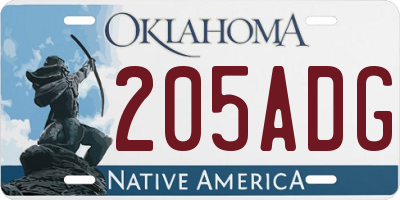 OK license plate 205ADG
