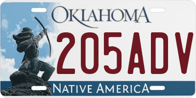 OK license plate 205ADV