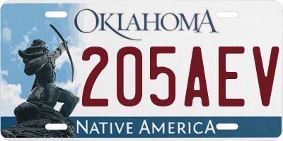 OK license plate 205AEV