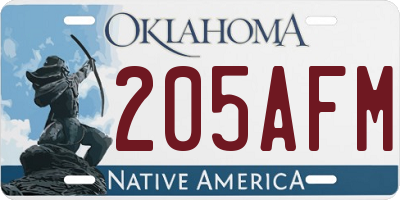 OK license plate 205AFM