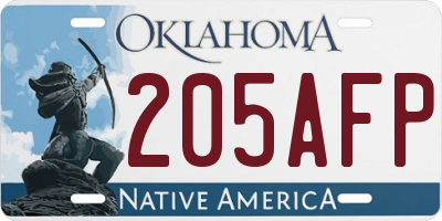 OK license plate 205AFP