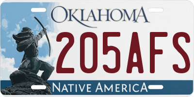 OK license plate 205AFS