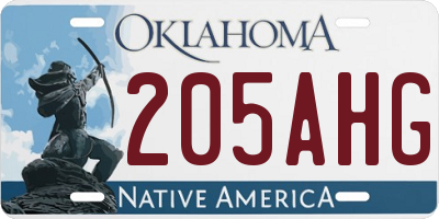 OK license plate 205AHG