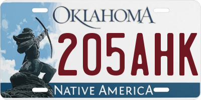 OK license plate 205AHK