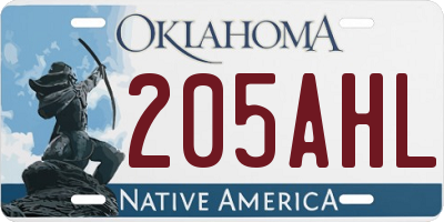 OK license plate 205AHL