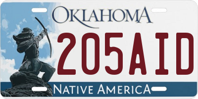 OK license plate 205AID