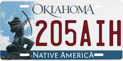 OK license plate 205AIH