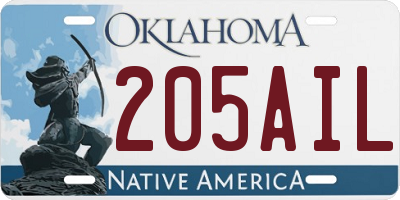 OK license plate 205AIL