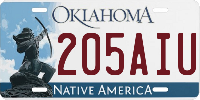 OK license plate 205AIU